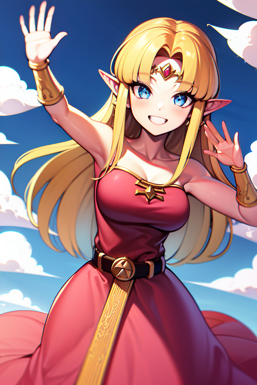 11865-1004252404-princess zelda, 1girl, absurdres, belt, blonde hair, blue eyes, breasts, dress, elf, full body, grin, highres, long hair, lookin.png